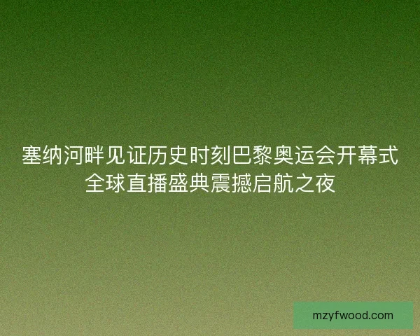 塞纳河畔见证历史时刻巴黎奥运会开幕式全球直播盛典震撼启航之夜
