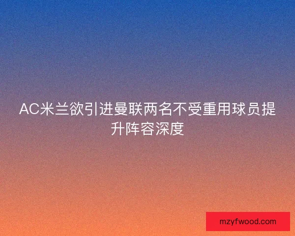 AC米兰欲引进曼联两名不受重用球员提升阵容深度