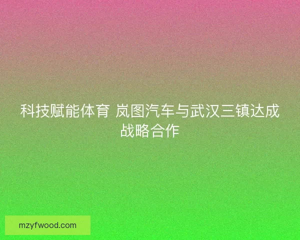 科技赋能体育 岚图汽车与武汉三镇达成战略合作