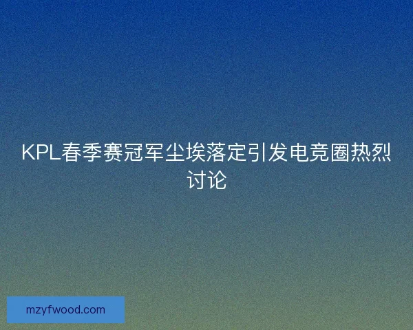 KPL春季赛冠军尘埃落定引发电竞圈热烈讨论 KPL春季赛冠军尘埃落定引发电竞圈热烈讨论